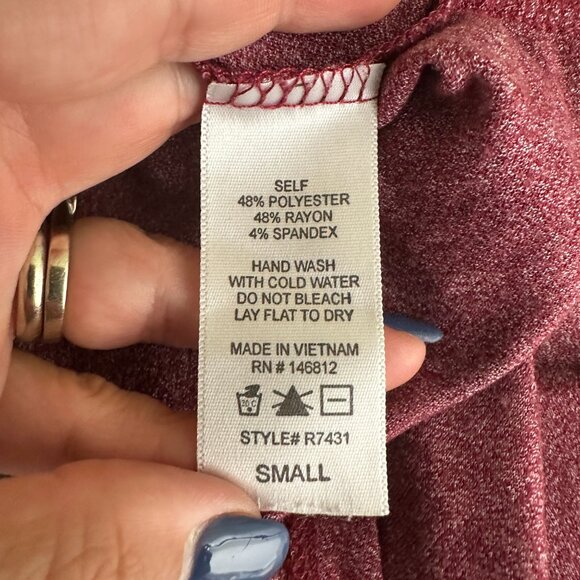 2/$24 Acemi Short Sleeve Tunic Tee Plum Small #A0290 TRB2 - Picture 5 of 6